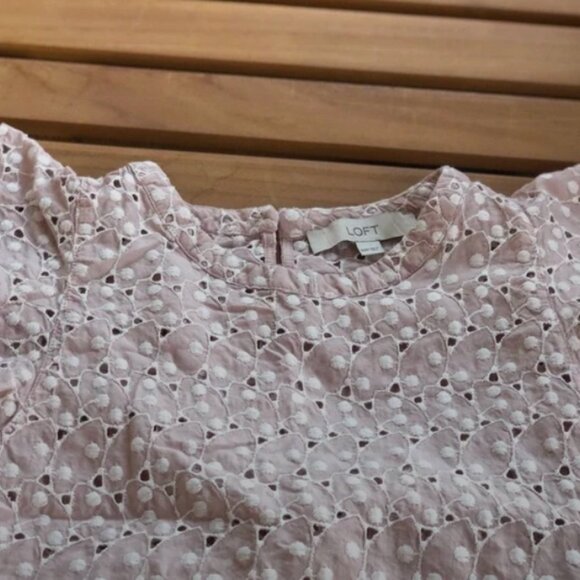Loft Eyelet Flutter Sleeve Top in Light Pink XXS - Picture 4 of 10